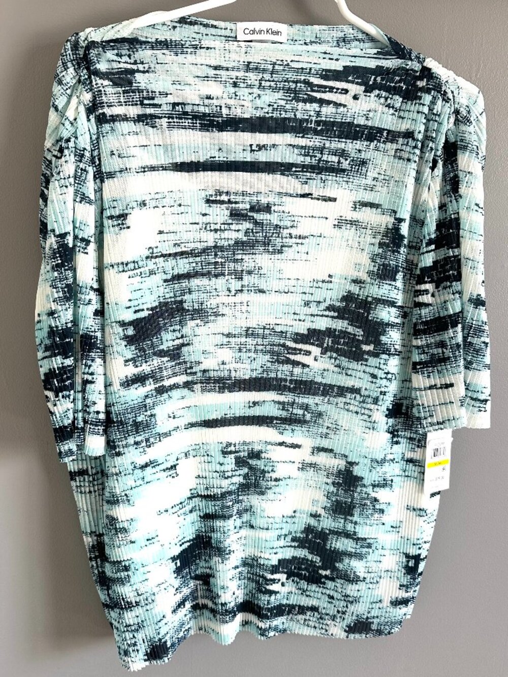 NWT Calvin Klein Abstract Print Ribbed Pleated Top Women's Medium